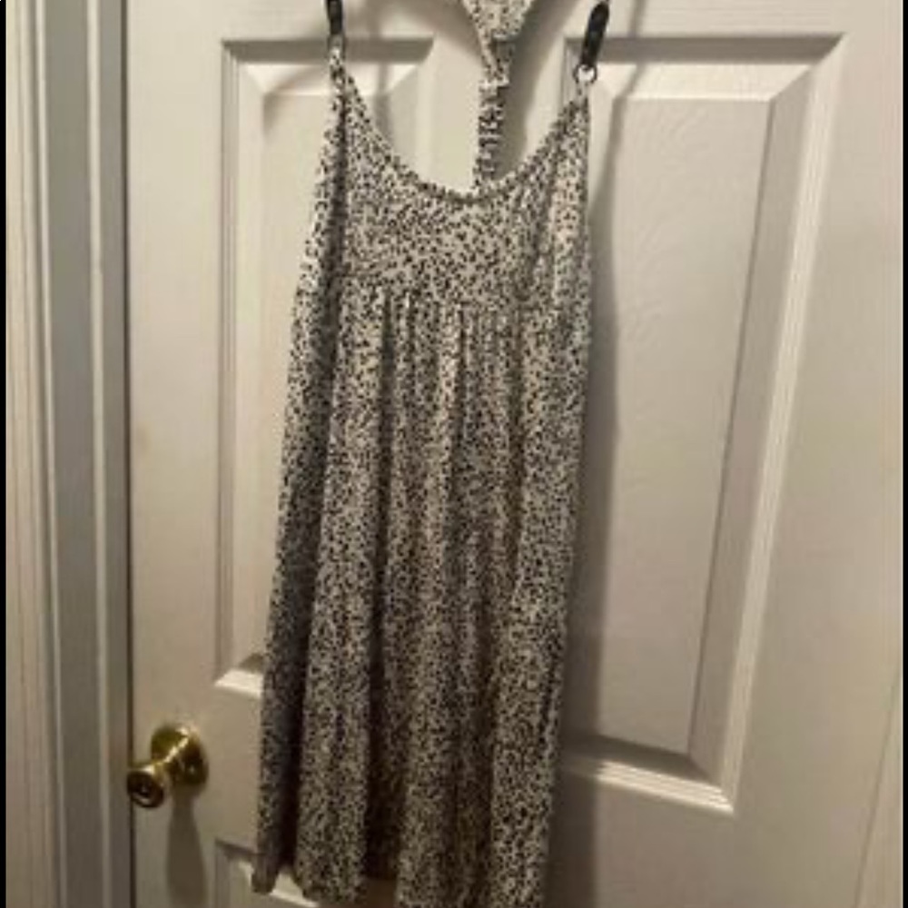 GUC Guess snow leopard racer back shirt dress with pockets, womens size small